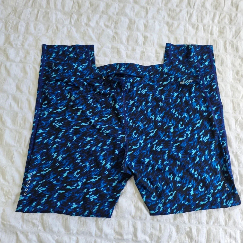 Nike Dri-FIT Womens Blue Digital Pixel Camo Running Leggings Size Large Cropped